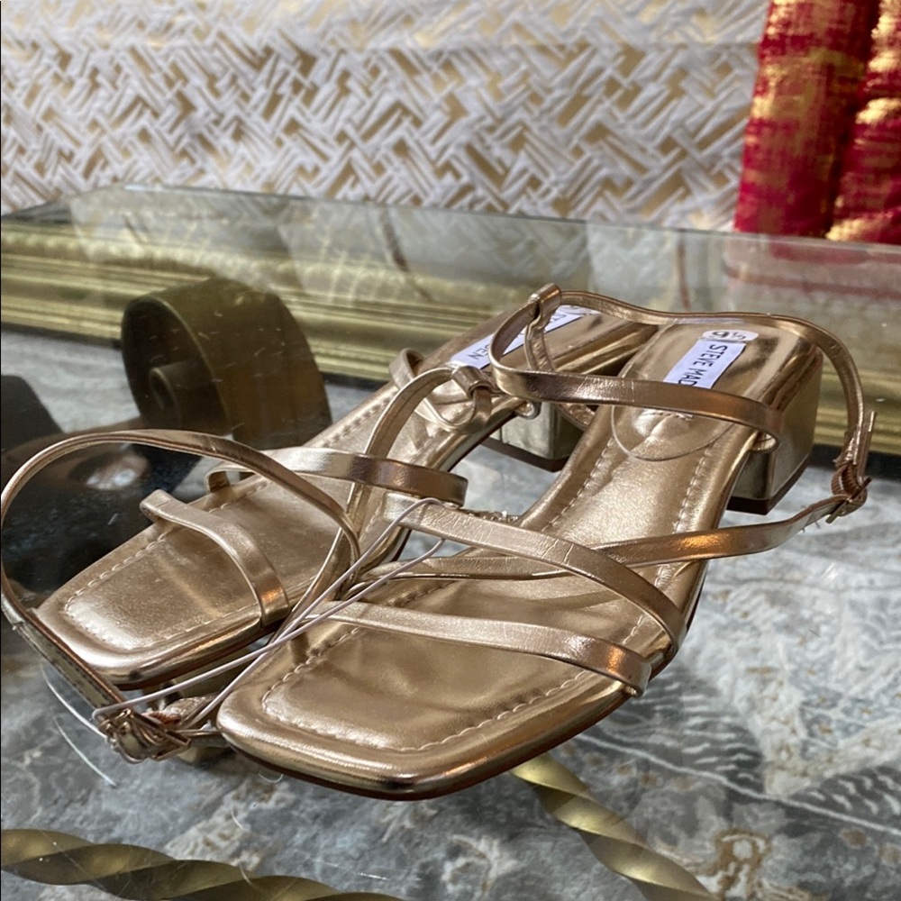 Steve Madden Gold Heels Strappy Design
